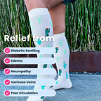 Knee-high compression socks with cactus design on model photo