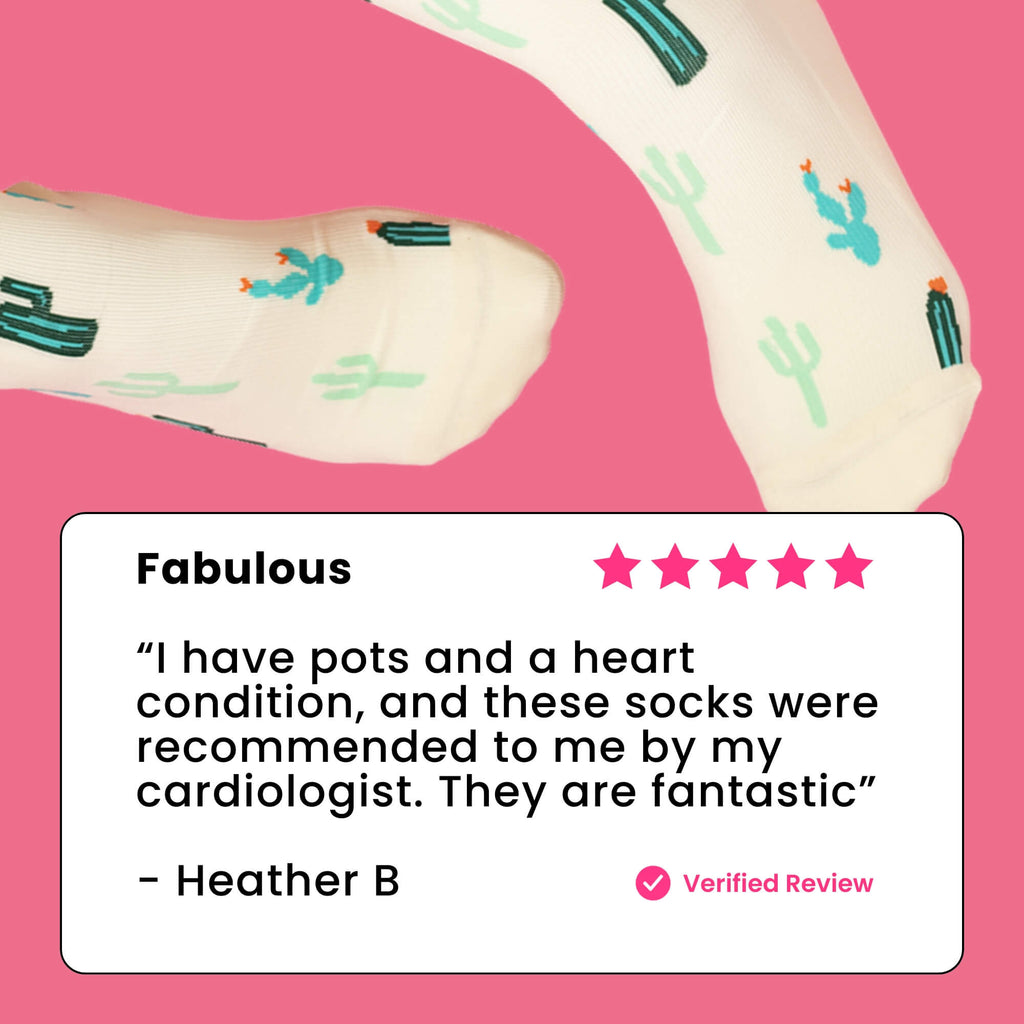 Knee-high compression socks with cactus design review