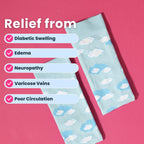 Light blue compression socks with cloud pattern folded