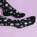 Black compression socks with magic pattern